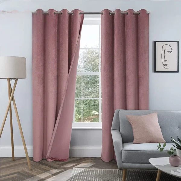 Velvet Curtains-Tea Pink