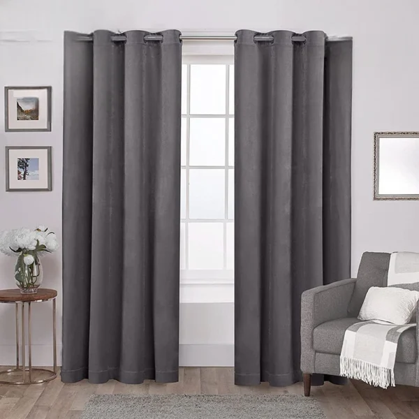 Velvet Curtains-Charcoal Grey