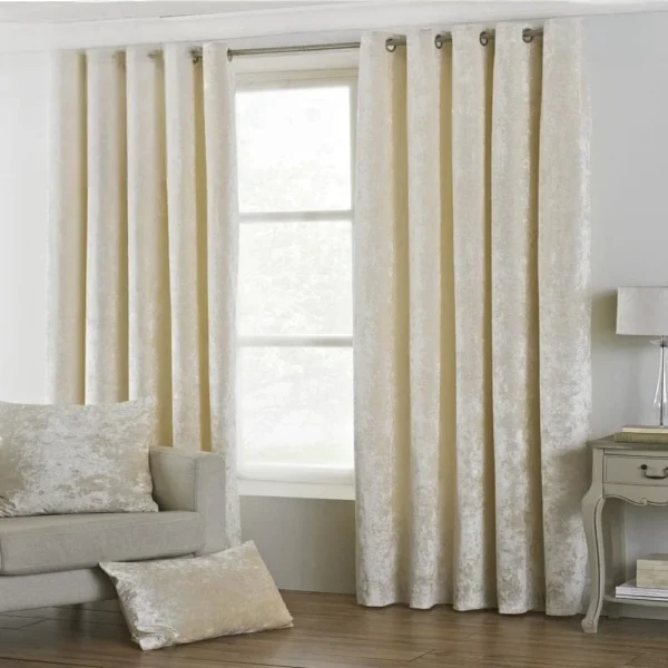 2 Velvet Curtains-Ivory