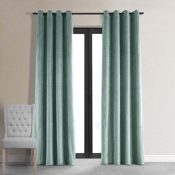 Velvet Curtains-Duck Egg