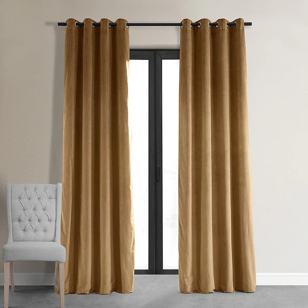 Velvet Curtains-Camel