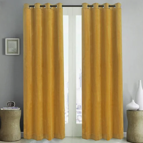 Velvet Curtains-Yellow
