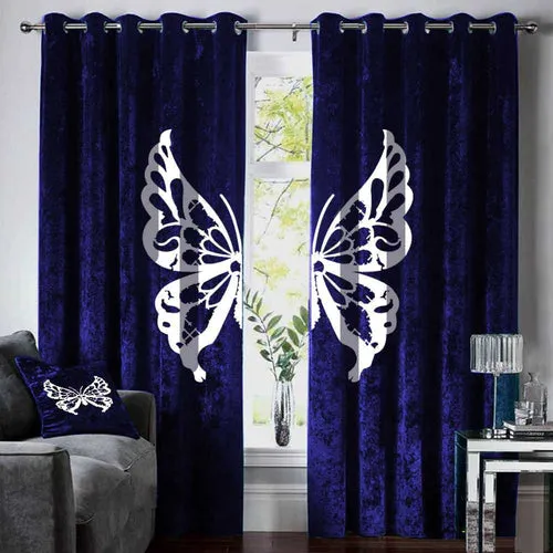 Velvet Curtains-Royal Blue