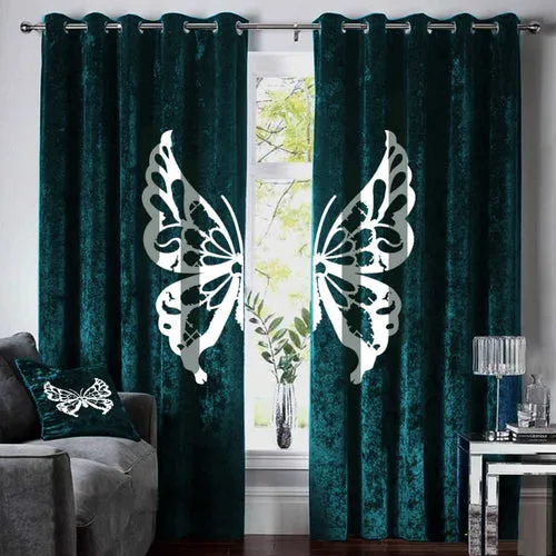 Velvet Curtains-Teal