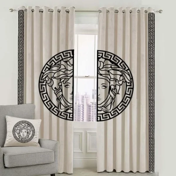38 Velvet Curtains-Off White & Black