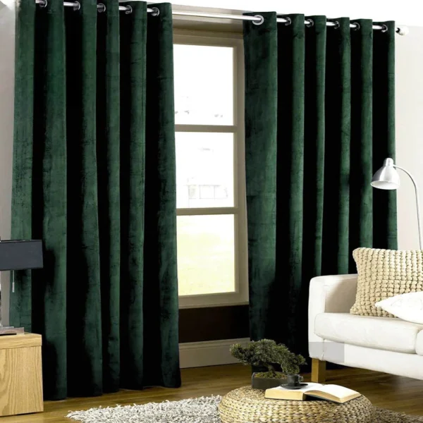 Velvet Curtains-Dark Green