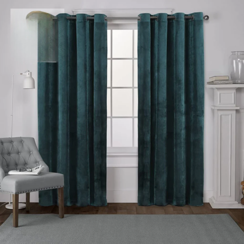 Velvet Curtains-Teal